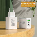 GaN Fast Charging 65W USB Type C Charger EU KR PD 3.0 Quick Charge Wall For Phone Adapter For iPhone 15 Xiaomi Huawei Samsung. 