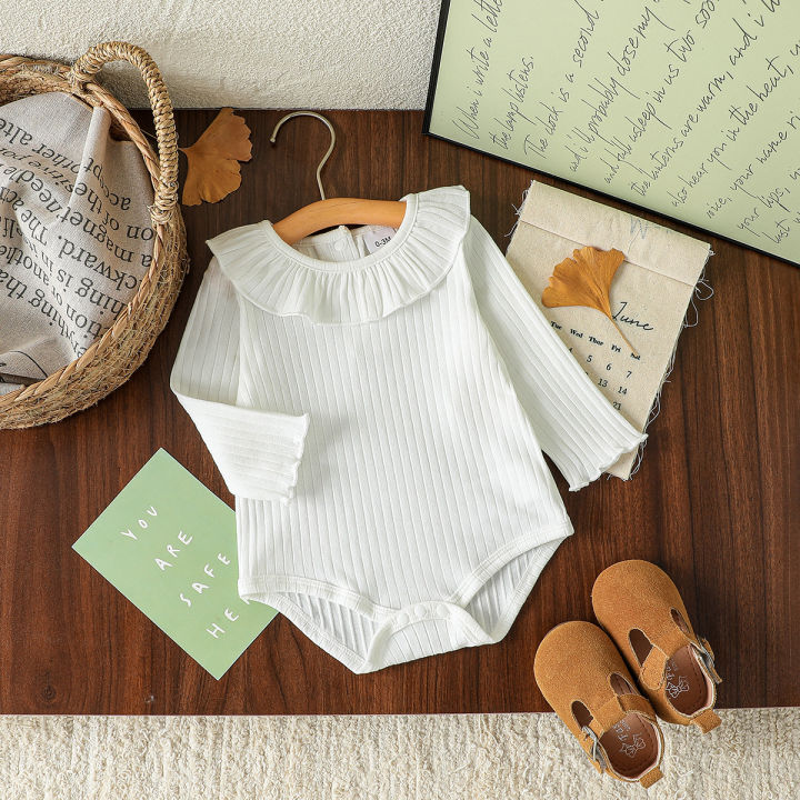 One piece Baby Girl Clothes Spring Autumn Long Sleeve Solid Newborn Girls Romper Infant  Bodysuit For Daily Casual Wear Clothes