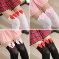  Women's Hosiery Pink Bow Stay Up Thigh High Silk Stockings Hose.Ladies Sweet Bow Stockings Pantyhose Students Stockings. 