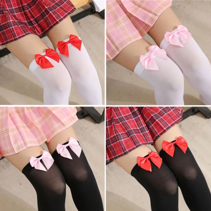 %20Women's%20Hosiery%20Pink%20Bow%20Stay%20Up%20Thigh%20High%20Silk%20Stockings%20Hose.Ladies%20Sweet%20Bow%20Stockings%20Pantyhose%20Students%20Stockings%20-%20Image%203