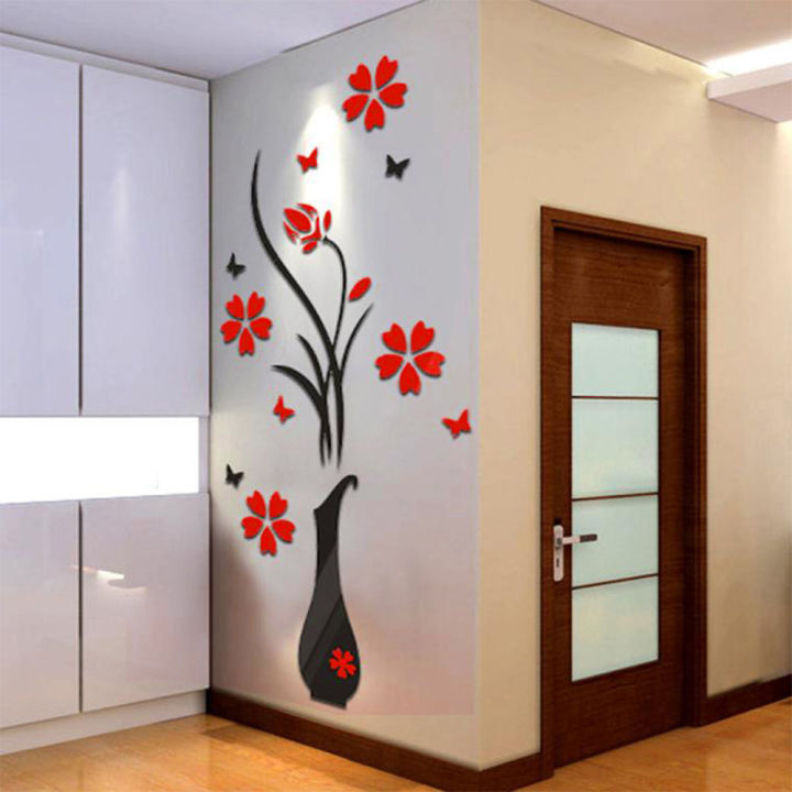 DIY Vase Flower Tree Crystal 3D Wall Stickers Decal Home Decor DIY Vase Flower Tree 3D Wall Stickers Decal Home Decor