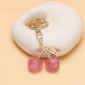 Fashion Delicious Red Cherry Keychain Summer Fruits Cherries Pendant Keyring For Women Men Jewelry Bag Accessories .