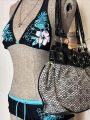 Vintage Flower Print Cutie Set Bikini 2000s Swimsuit Women Bathing Fashion Halter Strap Swimwear High Street Beach Female.