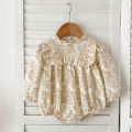 New Sisters Dress Infant Baby Girls Lace Collar Dress Rompers Kids Girls Vintage Flowers Princess Dress Family Clothes Rompers. 