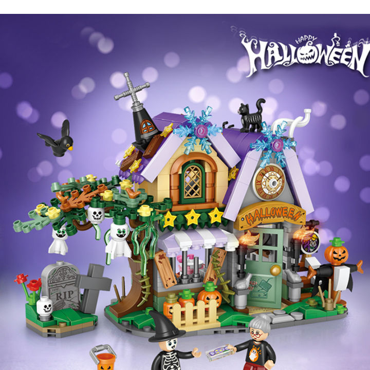 NEW%20Travel%20Pumpkin%20Cart%20Halloween%20House%20Store%20Street%20View%20Shop%20House%20Building%20Blocks%20Kit%20Girls%20Bricks%20Model%20Kids%20Toy%20Children%20-%20Image%204