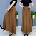 Office Lady's Loose Elegant Chic Thin Wide Leg Pants Summer Fashion Trend Trousers All-Match Women's Pants With Pockets Buttons. 