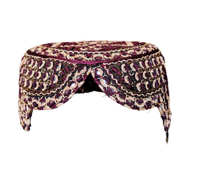 Handmade Traditional  Two Colour Sindhi Cap made in Commando CTC & Mirror