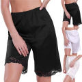 Female Thin Breathable Loose Five Quarter Safety Pants Black and White Color High Waist Lace Edge Anti Glare Shorts. 