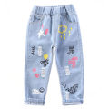 Children Jeans  Boys Cotton Print Splice Stretch Denim Pants Korean Teenage Trousers Wear Kids ClothingDenimRipped Spring Autum. 