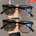 2pcs Fashion Photochromic Square Reading Glasses, Casual Style for All Face Types, Magnification From +1.0 To +4.0. 