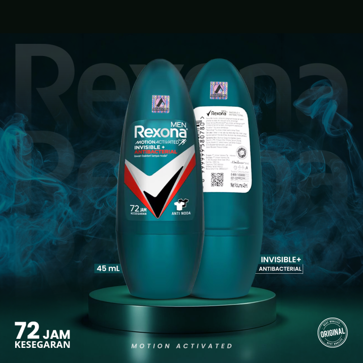 Rexona Men Motion Activated Invisible + Antibacterial 72H Roll On 45ml
