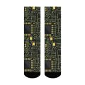 Retro Circuit Board Pattern Compression Socks Hip-Hop Style Green & Black Printed Novelty Perfect for Casual Streetwear or Gifts. 