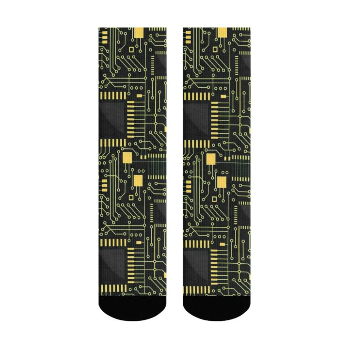Retro%20Circuit%20Board%20Pattern%20Compression%20Socks%20Hip-Hop%20Style%20Green%20&%20Black%20Printed%20Novelty%20Perfect%20for%20Casual%20Streetwear%20or%20Gifts%20-%20Image%202