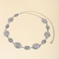 Retro style women's metal waist chain accessories Decorative circle carved chain belt high style accessories.