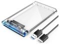 transparent 2.5-inch SATA Hard Drive Enclosure, designed to turn an internal HDD or SSD into an external, portable storage device. .