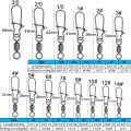 50pcs Swivel Snap Connector Pin Bearing Rolling 360 Rotate Ring Tackle Buckle Hook Lure Kit Wire Box Fishing Accessories.