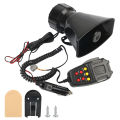 120dB 12V Car Horn Police Warning Siren Loud Speaker 7 Multi-tone Claxon Horn Car Loudspeaker Megaphone Cigar Lighter Adapter.
