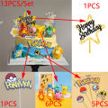 13PCS/SET Pikachu Cake Topper Decoration Kids Happy Birthday Cute Pokemon Vinyl Anime Figure Cake Ornaments Bake Supplies .