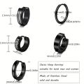 10pairs Earrings Black Stainless Steel Stud Earrings Set For Men Women, Fashion Piercing Jewelry Dangle Hoop Earrings Set.