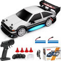 1:24 Scale RC Drift Car 4WD 2.4GHz 30KM/H High Speed Racing Sport Toy Car with LED Lights, Racing and Drift Wheels. 