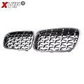 XVIP Chrome Silver Diamonds Front Bumper Hood Grilles For BMW X3 F25 2010-2013 Single And Double Line Style Upper Racing Grills. 