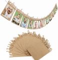 Baby First Birthday Banner, kraft paper Growth Record 1-12 Month Photo Props Baby Boy Girl Party Decoration Supplies.