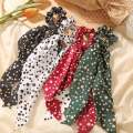 2 pcs Mix Prints & design ponytail long scrunchie fashion korean for girls & women hair accessories hairclip hairband hairpony pony scrunchie turban headband elastic Long design new style Beautieboxpk. 