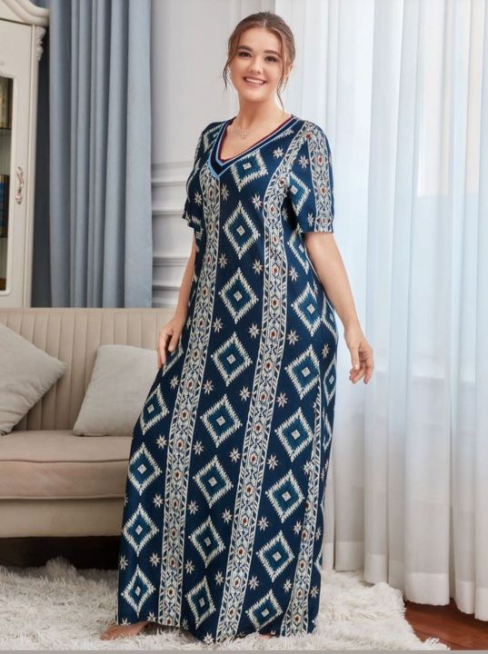 Lawn Nighty for women lawn Printed Mexi Gown Nighty Night Dress For Women's (Free Size)