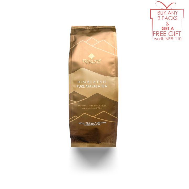 Rakura Himalayan Pure Masala Tea 500g | Loose Masala Tea | Min. 250 cups | Prime Himalayan Herbs & Spices | Finest Himalayan Teas | Exceptionally Fresh | Extraordinary Flavour & Aroma | 100% Natural