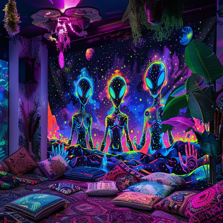 VIKAMA%20Alien%20Tapestry%20Blue-Eyed%20Alien%20Psychedelic%20Starry%20Sky%20Bedroom%20Party%20Sci-Fi%20Decorative%20Art%20Wall%20Background%20-%20Image%202