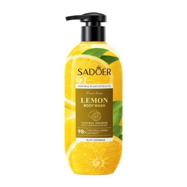 OEM Private Label Organic Lemon Whitening Moisturizing Lightening Body Wash Shower Gel Bottle Bath Liquid Soap Wholesale Adults