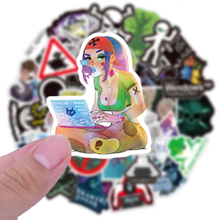 50PCS%20Funny%20Network%20Hacker%20Programming%20Stickers%20Fun%20Cartoon%20IT%20Engineer%20Computer%20Sticker%20Luggage%20Laptop%20Guitar%20Phone%20Decals%20-%20Image%202