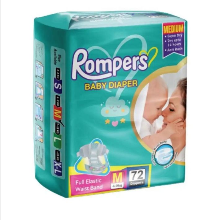 Rompers Baby Diapers Size M 3 72 Pcs