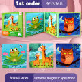 Kids Magnetic Wooden Puzzle Cartoon Pattern Busy Quiet Book Jigsaw Puzzles Game Kids Montessori Educational Toys for Children. 