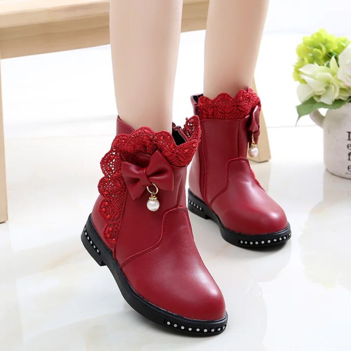 Girls%20Princess%20Boots%20Kids%20Ankle%20Boots%20Lace%20with%20Bow-knot%20Sweet%20Warm%20Cotton%20Children%20%20Boots%20Fur%20Lining%20Snow%20Boots%20Shoes%20New%20-%20Image%204