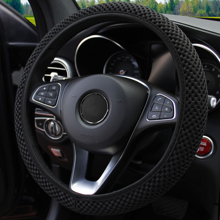Summer%20Four%20Seasons%20Breathable%20Massage%20Comfortable%20Mesh%20Cloth%20Car%20Steering%20Wheel%20Cover%20Women's%20Car%20Accessories%20Black%20-%20Image%202