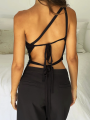 Women's  Diagonal Shoulder Strap Sleeveless Backless Tight Top Seaside Nightclub Party 2024 New Model. 