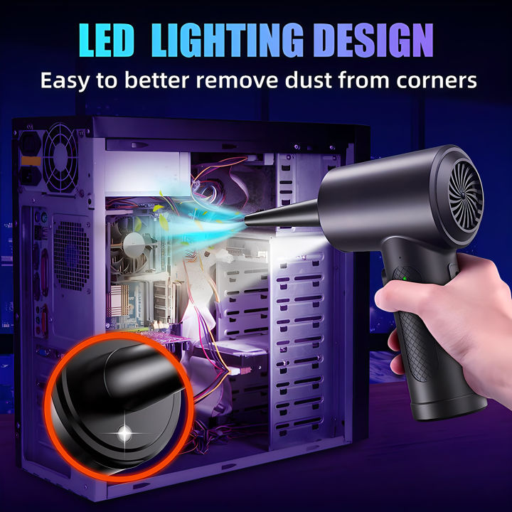 Protable Air Duster for Computer Cleaning 51000RPM Cordless Compressed Air Blower with LED Light for PC computers Keyboard Clean