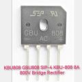 KBU808 SIP-4 GBU-808 8A 800V Bridge Rectifier. 