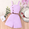 2024 Girls Set 7 8 9 10 11 12 Years Old Summer Minimalist Sleeveless Strap + Shorts Suit Casual Teen Outfit Kids Girl Clothes. 