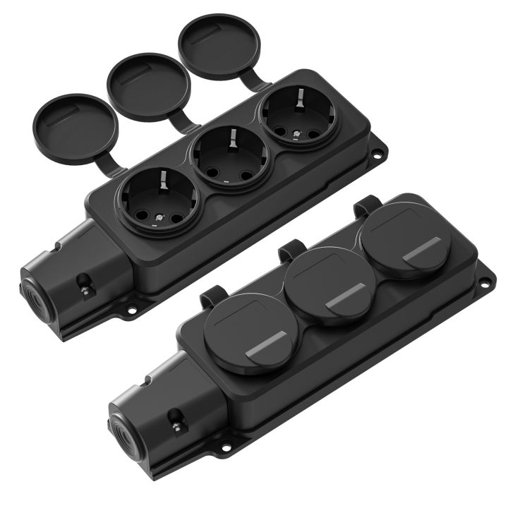 Compact Weatherproof Power Plug 2/4pcs EU German Outdoor Waterproof Outlet Rain Plug with Cover 16A ...