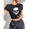 Gothic Women's Pattern T-shirt Summer Y2K Street Clothing Gothic Angel Skull Short Sleeve Top T-shirt. 