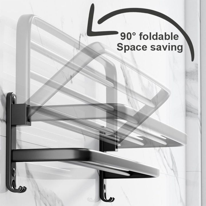 50CM%20Matte%20Black%20Folding%20Holder%20With%20Hook%20Towel%20Holder%20Wall%20Mount%20AluminumTowel%20Rack%20Bathroom%20shower%20rack%20Bathroom%20Accessories%20-%20Image%204