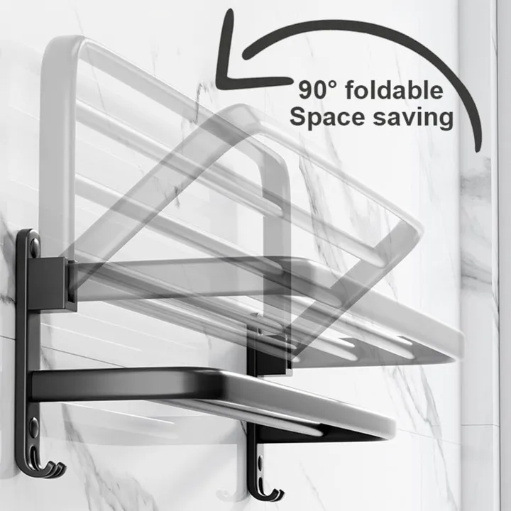 50CM%20Matte%20Black%20Folding%20Holder%20With%20Hook%20Towel%20Holder%20Wall%20Mount%20AluminumTowel%20Rack%20Bathroom%20shower%20rack%20Bathroom%20Accessories%20-%20Image%204