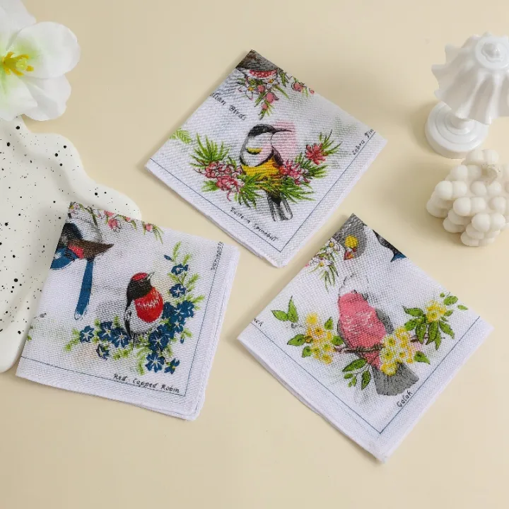 6%20Pack%20of%20Women's%20Handkerchiefs,%20Classic%20Animal%20Handkerchiefs,%20Pure%20Cotton%20Handkerchiefs,%20Wedding%20Bride%20and%20Groom%20Souvenirs,%20Flap%20Pocket%20Pants%20Scarf,%20Placemat%20-%20Image%202