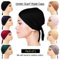 pack of 5 Inner caps for hijab muslim wear under scarf different packs for girls and women. 