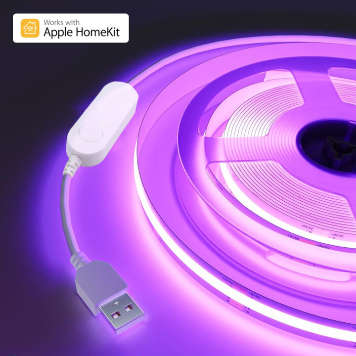 USB Homekit WiFi COB RGB LED Strip 5V 1m 2m 3m 4m 5m Dimmable TV ...
