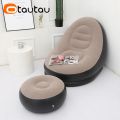 OTAUTAU Inflatable Lounger with Footstool Ottoman Chaise Lounge Recliner Outdoor Portable Camping Couch Garden Chair Pouf SF029. 