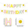 Daisy Happy Birthday Party Decoration Banner with White Daisy Flower Birthday Garland Flag Decoration kids adult Scene Bunting.