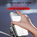 Universal Motorcycle & Bicycle Phone Mount 360° Rotatable Secure Anti-Shake Handlebar Holder with Automatic Locking Mechanism.